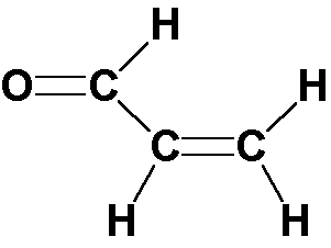 Structure of acrolein (H2C=CHCHO)